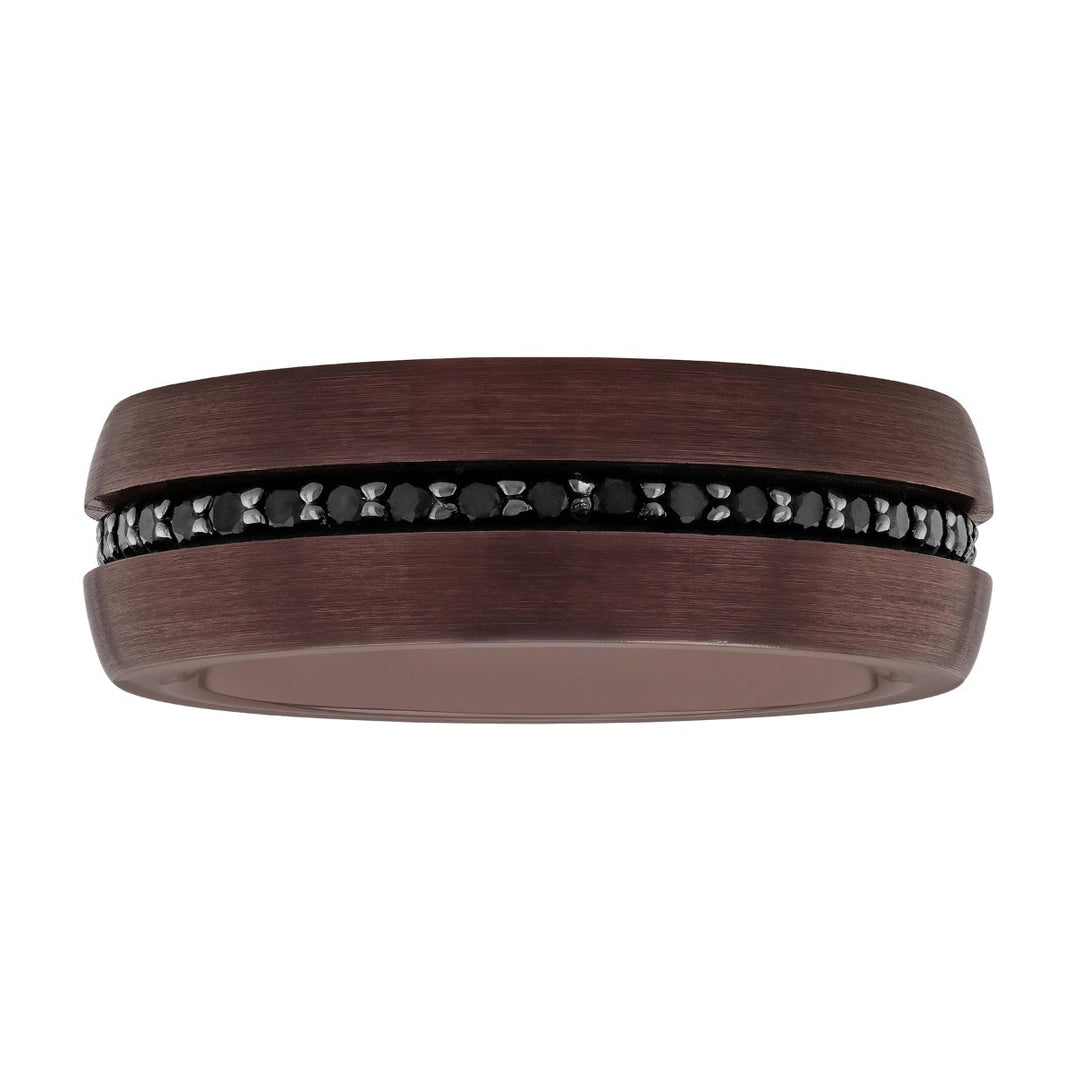 Tungsten Two-Tone Bronze & Natural Black Sapphire Band, 8MM