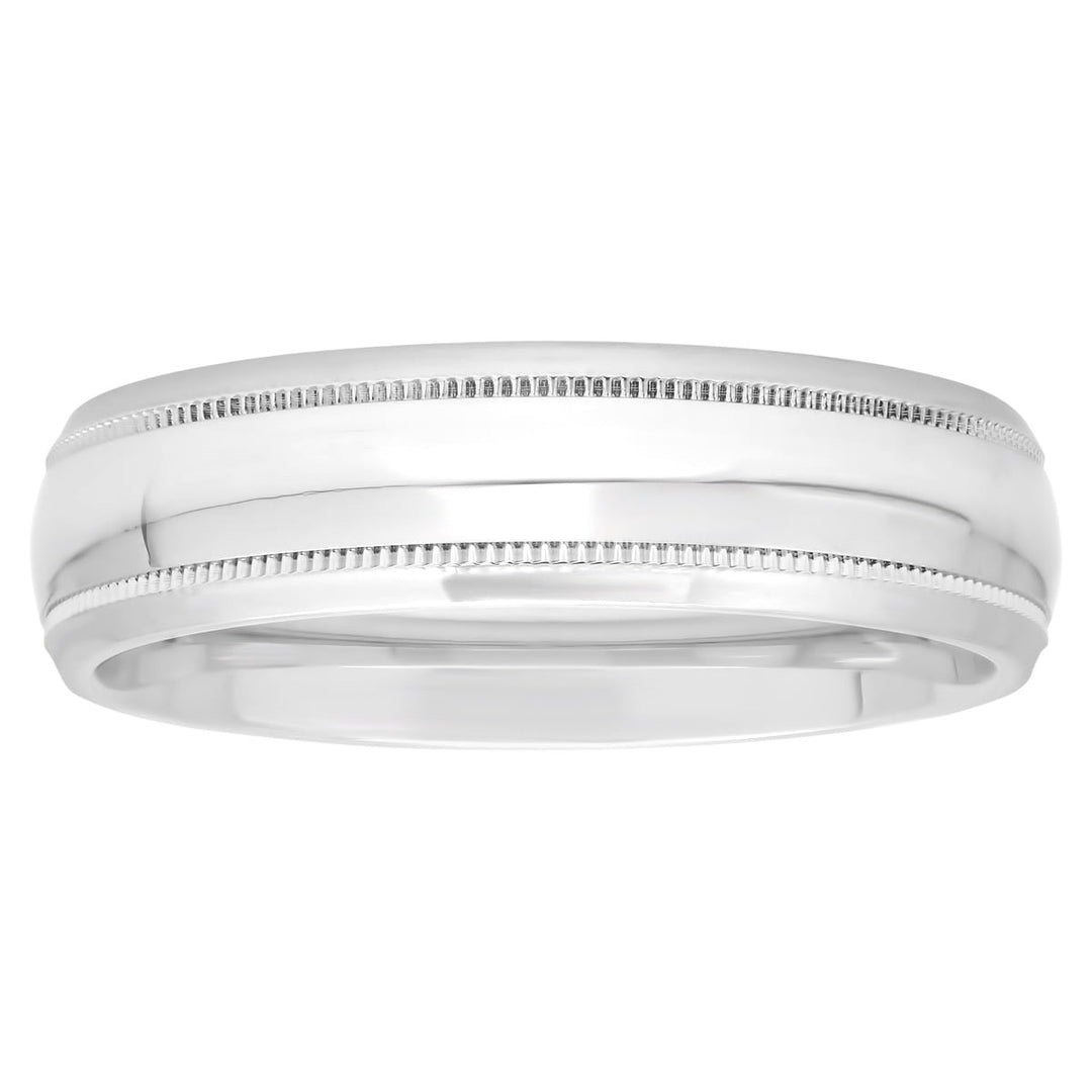 Sterling Silver High Polished Milgrain Band, 6mm