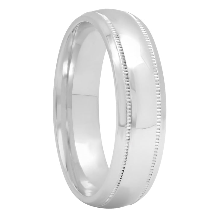 Sterling Silver High Polished Milgrain Band, 6mm Men's Wedding ring