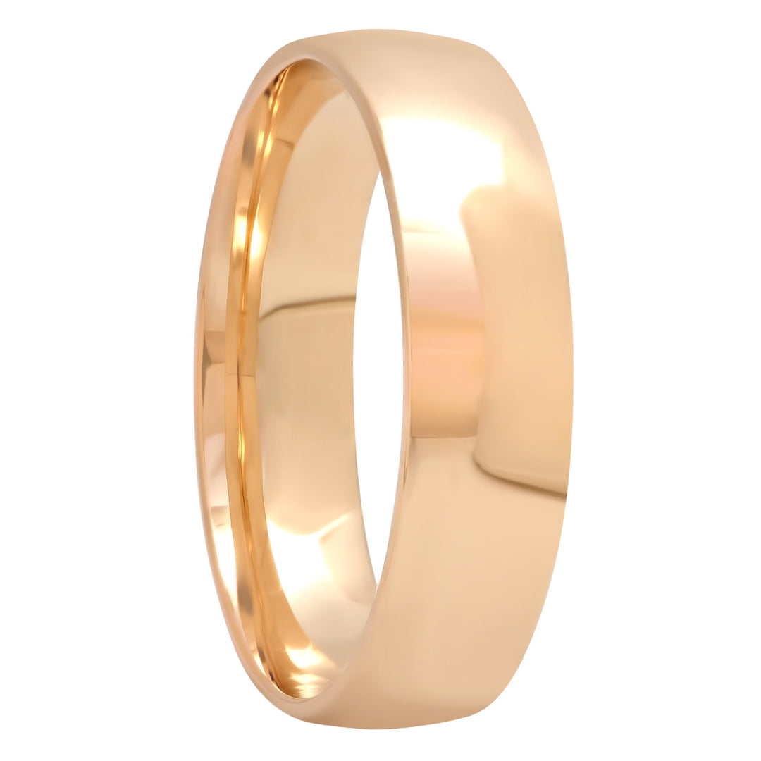14KT Yellow Gold High Polished Band, 6mm Men's Wedding ring
