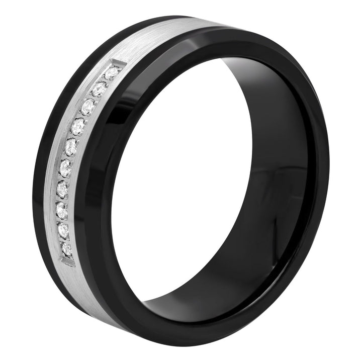 Cobalt And Stainless Steel 1/10 CTTW Diamond Band, 8mm