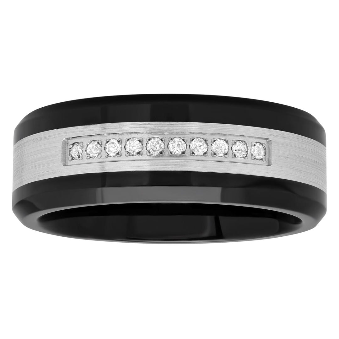 Cobalt And Stainless Steel 1/10 CTTW Diamond Band, 8mm