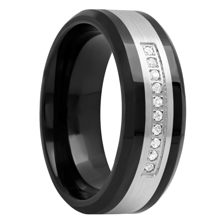 Cobalt And Stainless Steel 1/10CTTW Dia Band, 8mm Men's Wedding ring