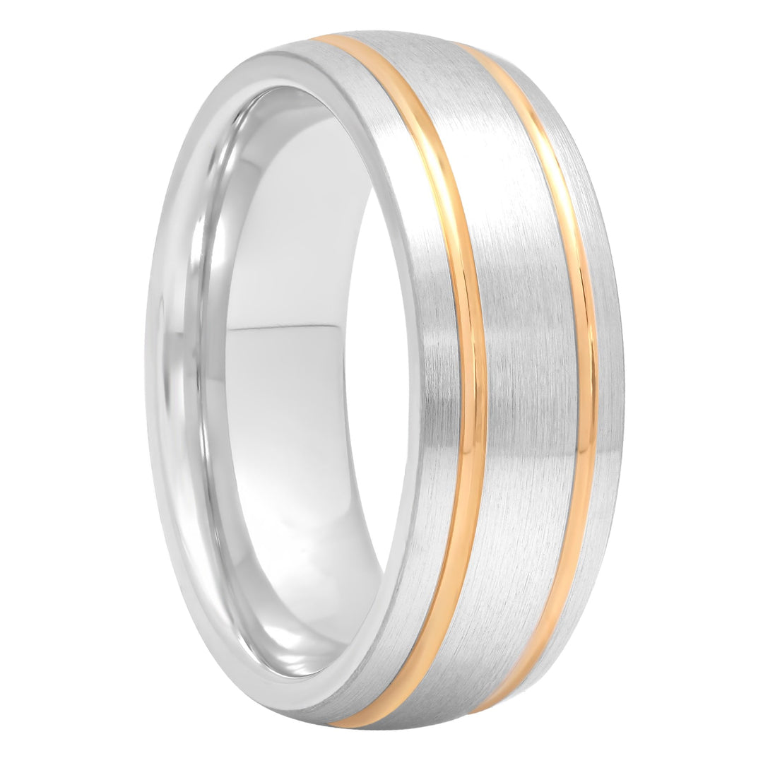 Cobalt Two-Tone Grooved Band,  8mm Men's Wedding ring