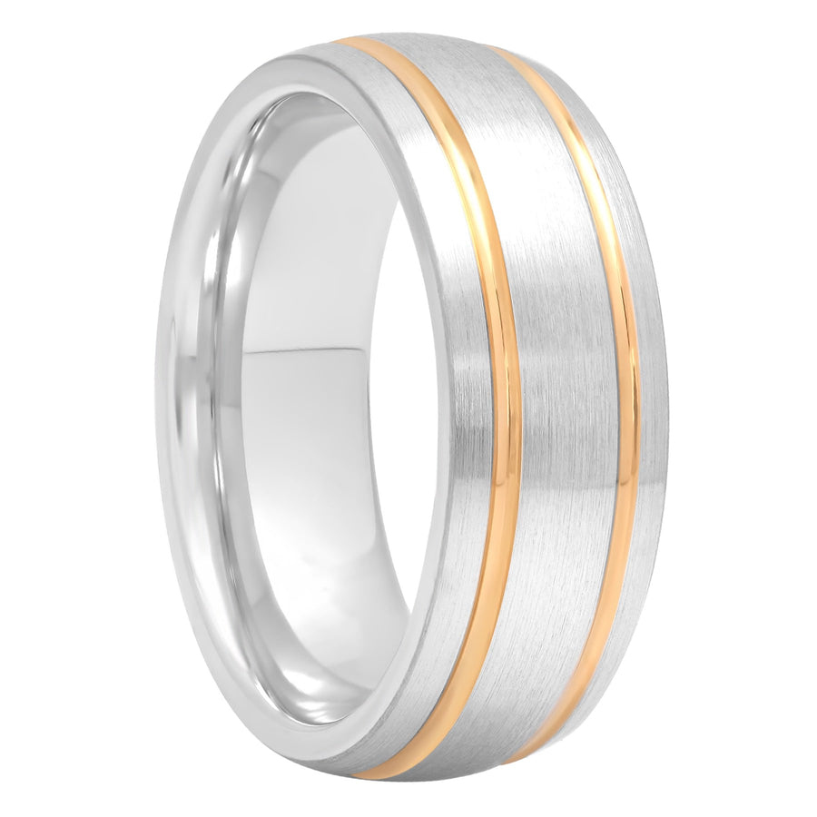 Cobalt Two-Tone Grooved Band,  8mm Men's Wedding ring