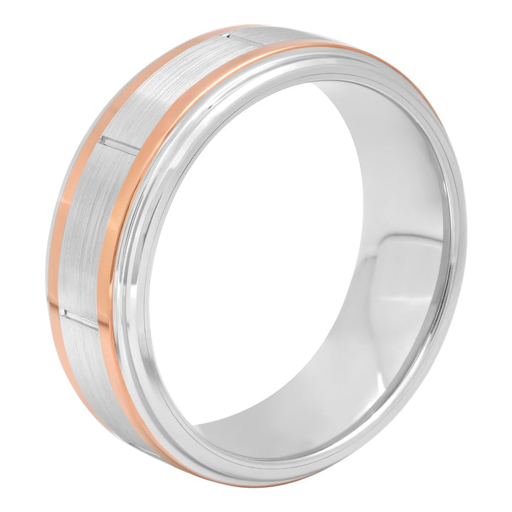 Cobalt Two-Tone Rose Gold Tone And White Band, 8mm