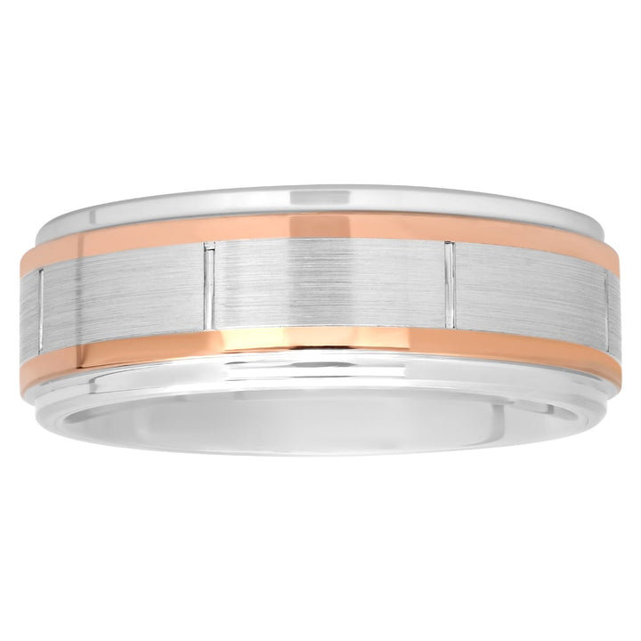Cobalt Two-Tone Rose Gold Tone And White Band, 8mm