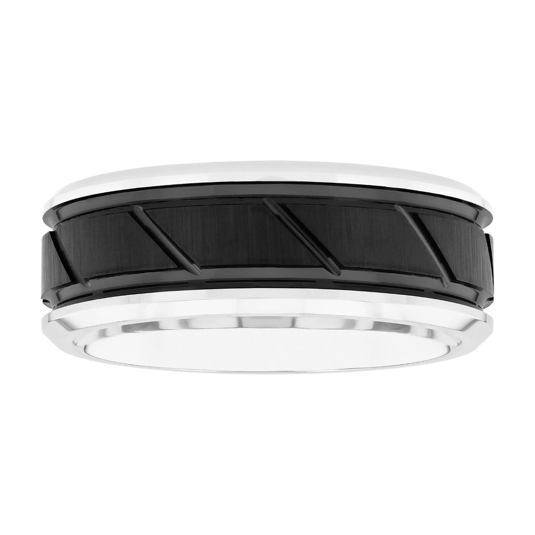 Cobalt Two-Tone Black Band With Slant Center, 8MM