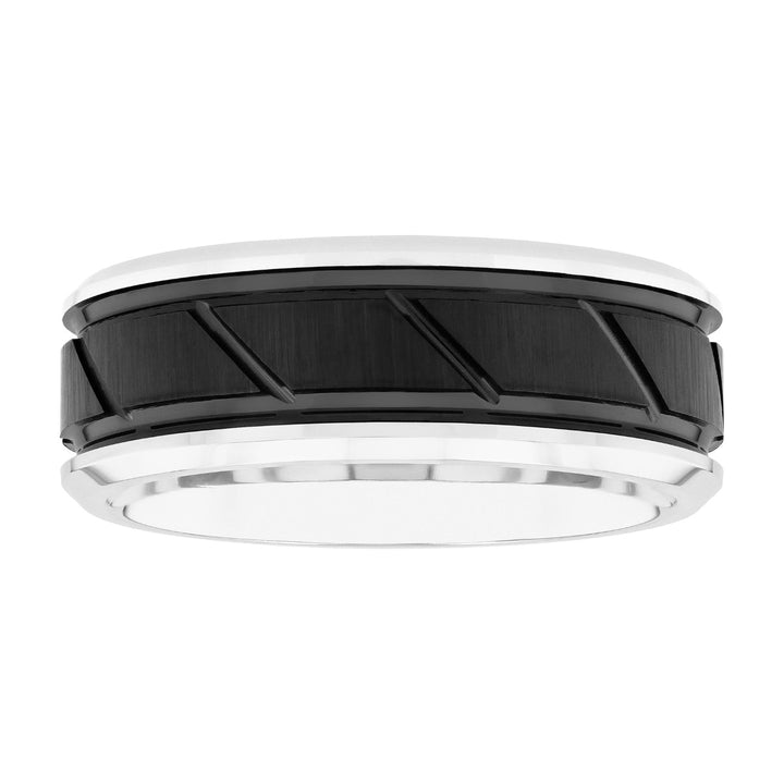 Cobalt Two-Tone Black Band With Slant Center, 8MM