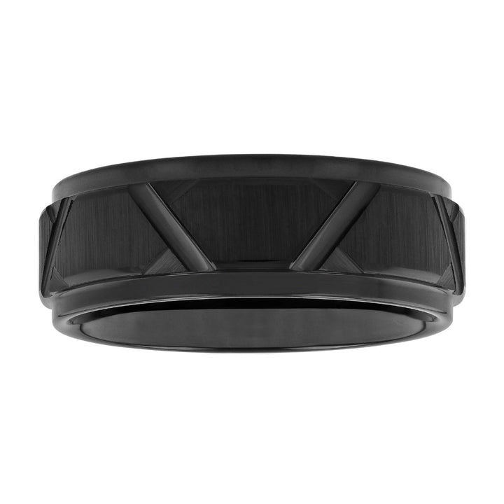 Cobalt Black Etched V Design Band, 8MM