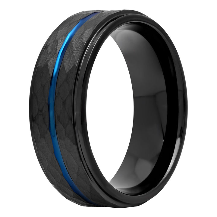 Cobalt Black And Blue Hammered Band, 8mm