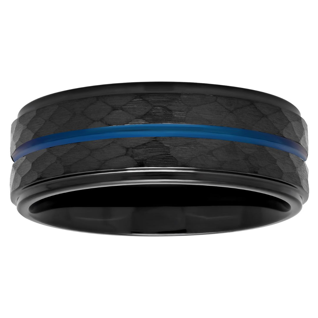 Cobalt Black And Blue Hammered Band, 8mm