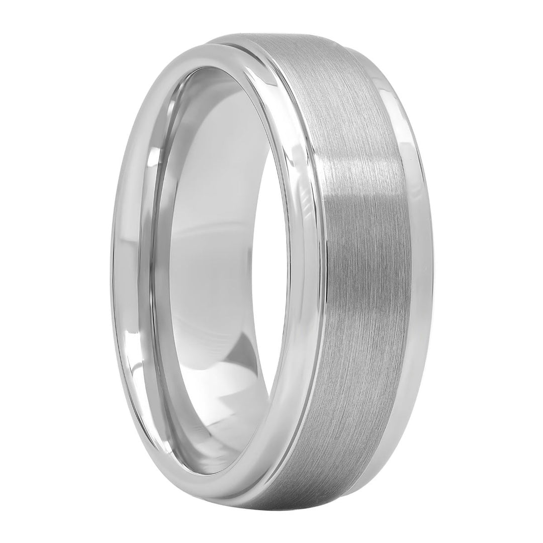 Titanium Polished X-Design 8mm Satin Center Ridged Edge Band