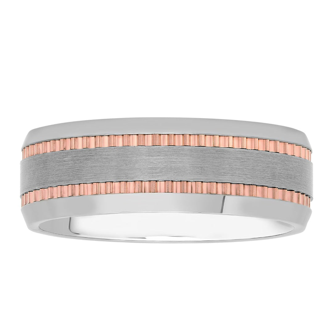 Tungsten Rose Ip Milgrain Fashion Band, 8mm