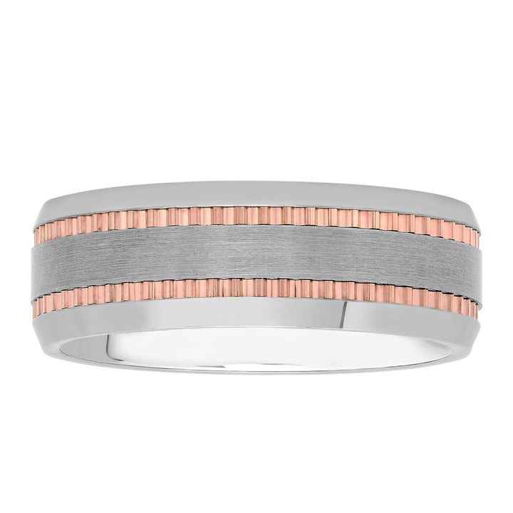 Tungsten Rose Ip Milgrain Fashion Band, 8mm