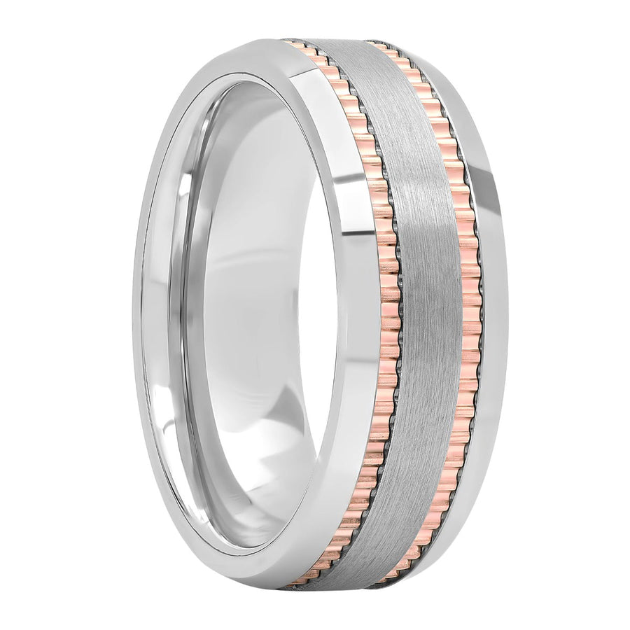 Tungsten Rose Ip Milgrain Fashion Band, 8mm Men's Wedding ring