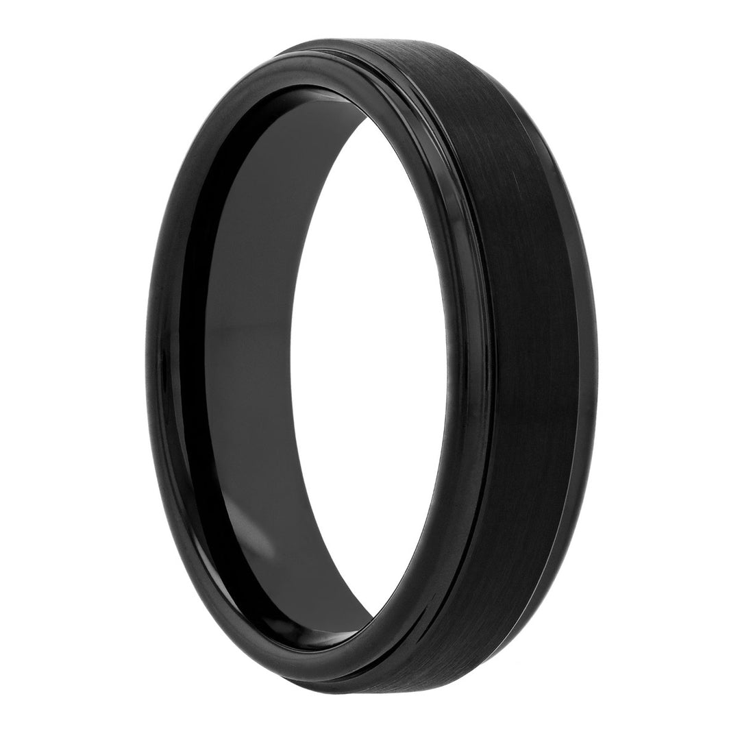 Tungsten Black IP Step Edge Band 6MM