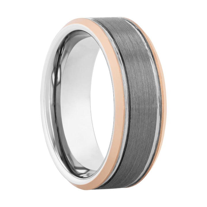 8MM Tungsten Rose Ion Plating With Brush Center Band Men's Wedding ring