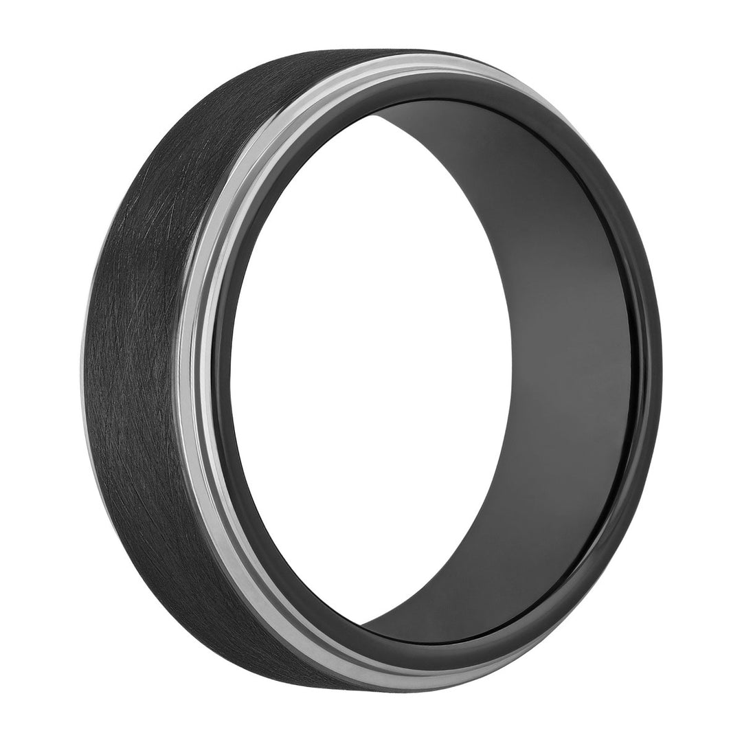 Tungsten Black IP Satin Finish Step Edge Band 8MM