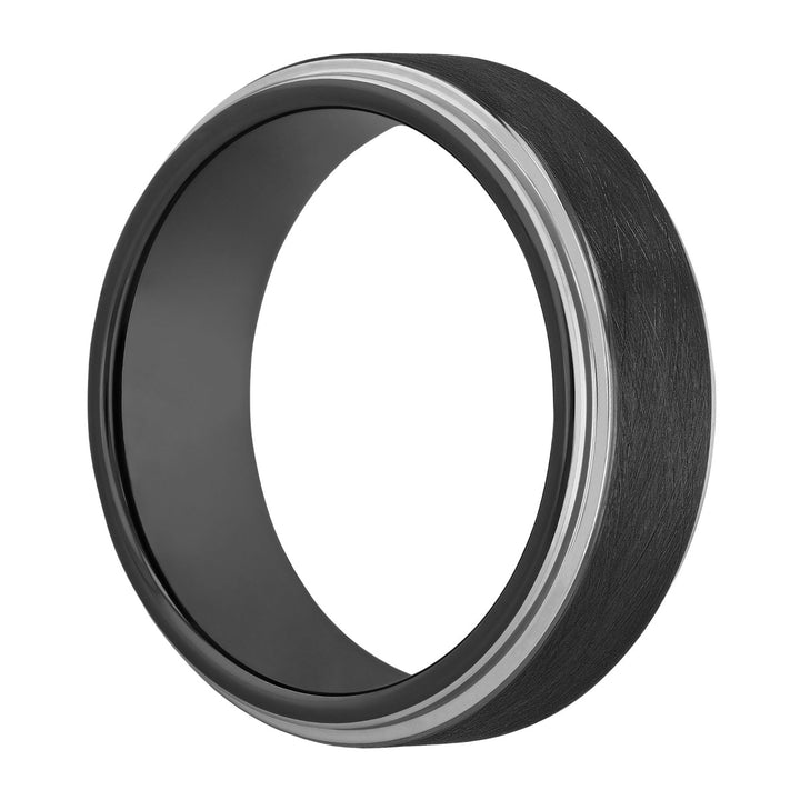 Tungsten Black IP Satin Finish Step Edge Band 8MM