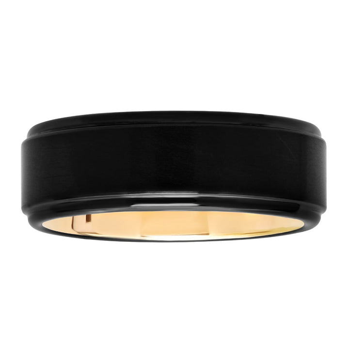 Black Matte And High Polish Rose Ip Inside Tungsten Fashion Band, 8mm