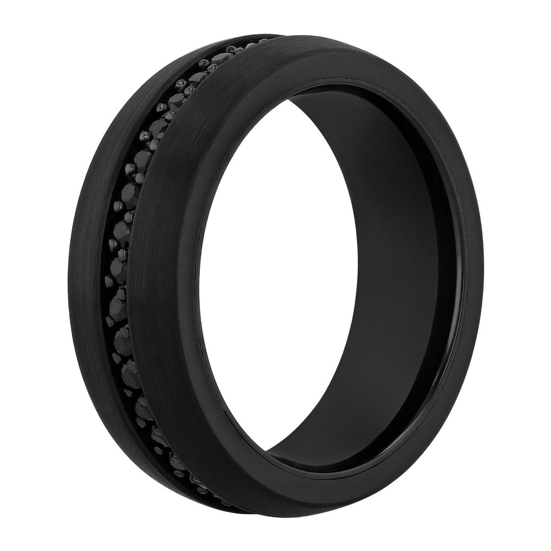 Tungsten W/Natural Black Sapphire Band 8MM