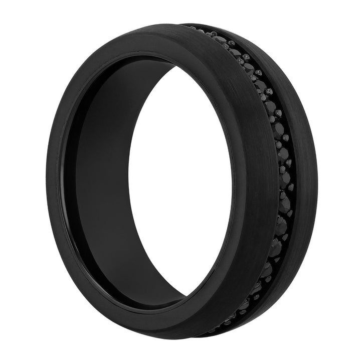 Tungsten W/Natural Black Sapphire Band 8MM