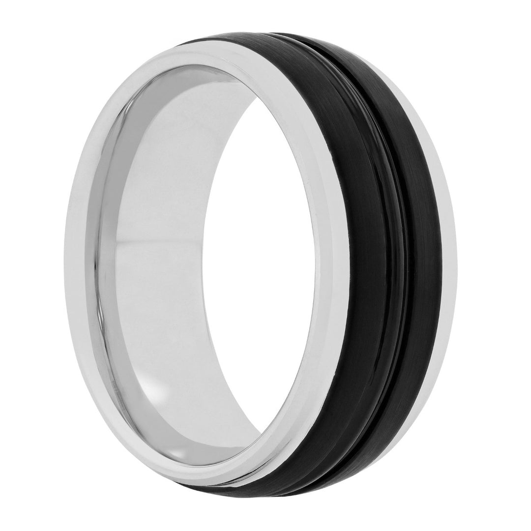 Tungsten Black IP Grooved Band 8MM