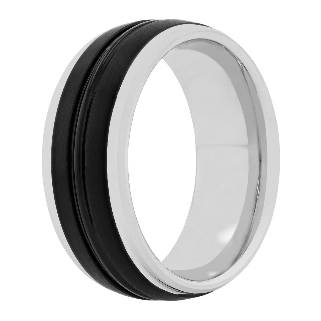 Tungsten Black IP Grooved Band 8MM