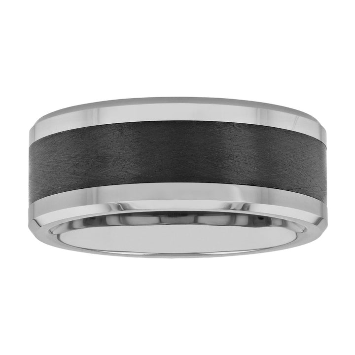 Tungsten & Ceramic Beveled Edge Band 9MM