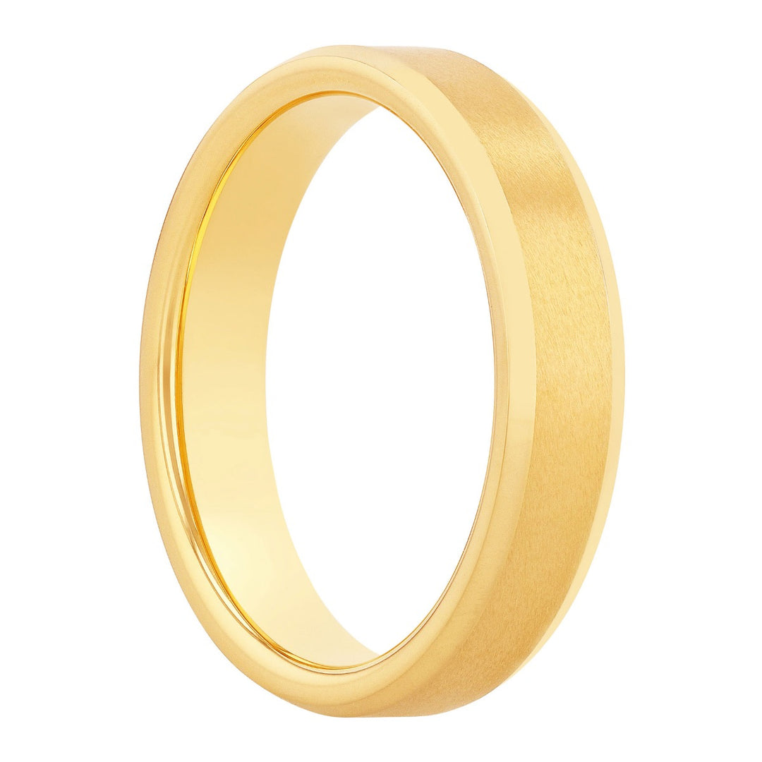 Tungsten Yellow IP Beveled Edge Band 5MM