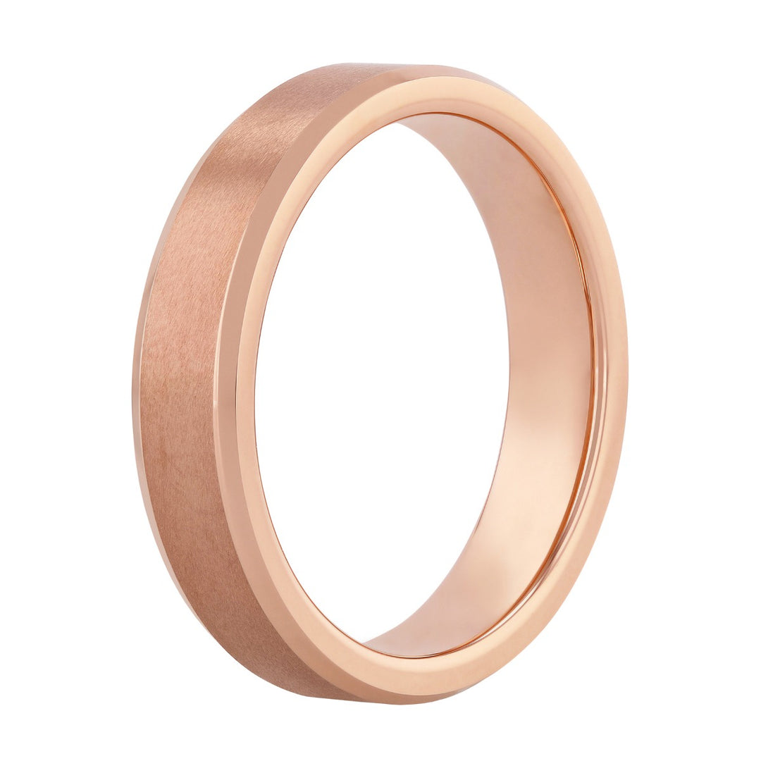 Tungsten Rose Beveled Edge Band, 6MM