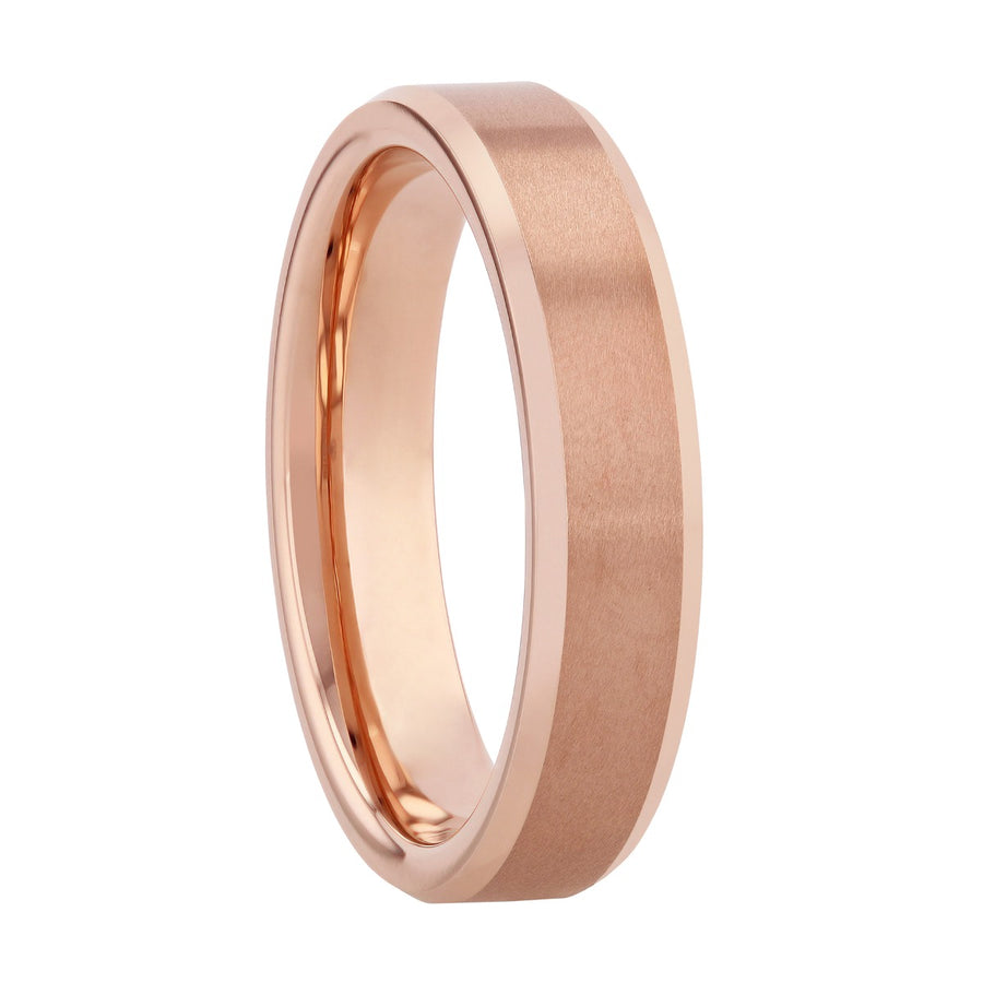 6MM Tungsten Rose Ion Plating Beveled Edge Band
