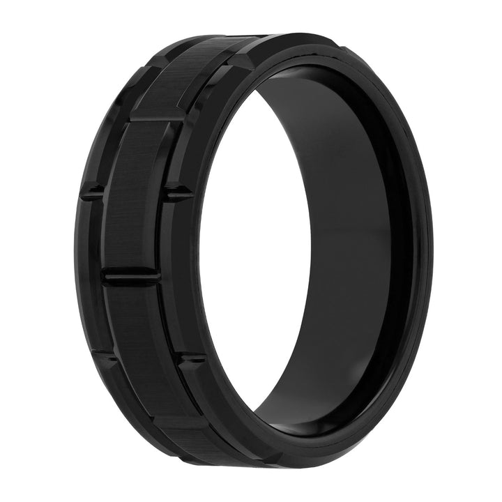 Tungsten Black IP Brick Pattern Band 8MM