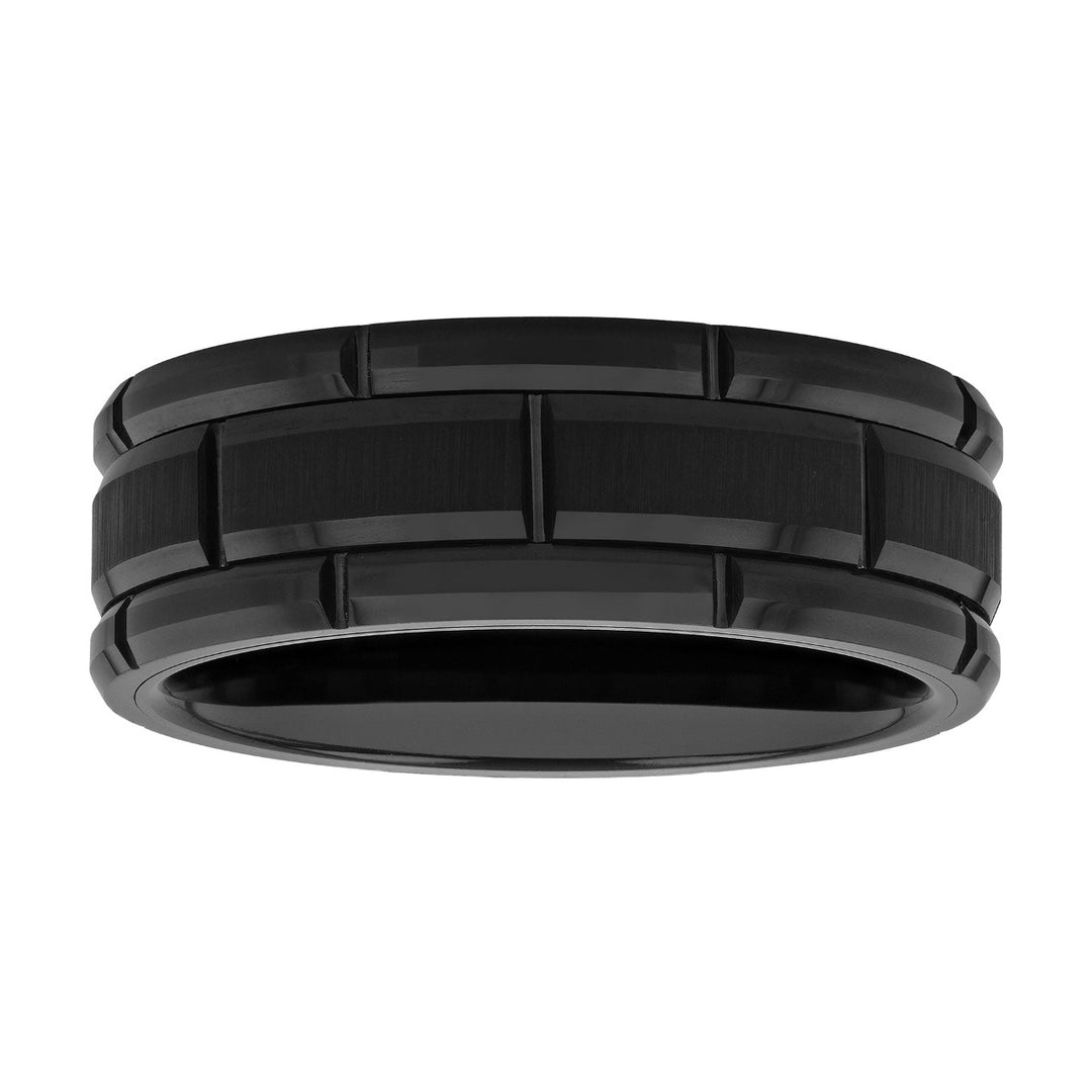 Tungsten Black IP Brick Pattern Band 8MM