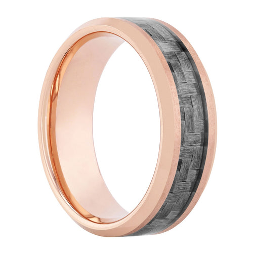 Tungsten Rose IP W/Gray Carbon Fiber Inlay Band 8MM