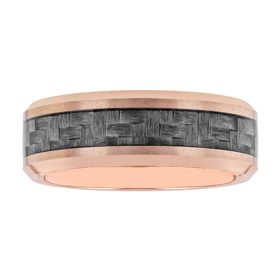 Tungsten Rose IP W/Gray Carbon Fiber Inlay Band 8MM