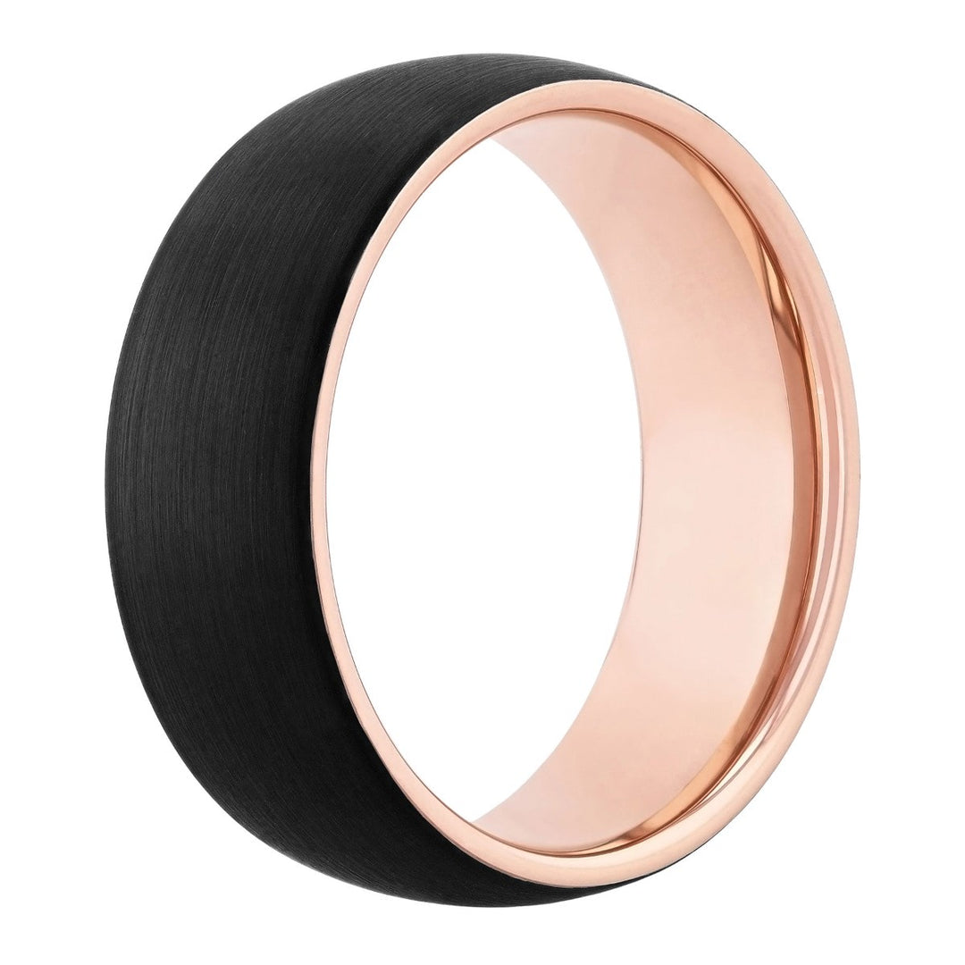 Tungsten Black & Rose IP Satin Finish Band 8MM