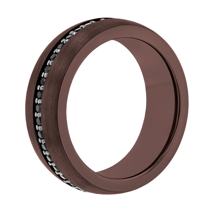 Tungsten Two-Tone Bronze & Natural Black Sapphire Band, 8MM