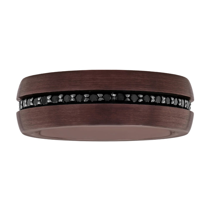 Tungsten Two-Tone Bronze & Natural Black Sapphire Band, 8MM