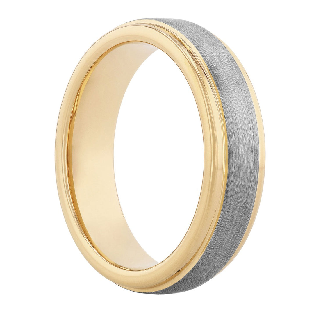 Tungsten Satin Center Yellow IP Band 8MM