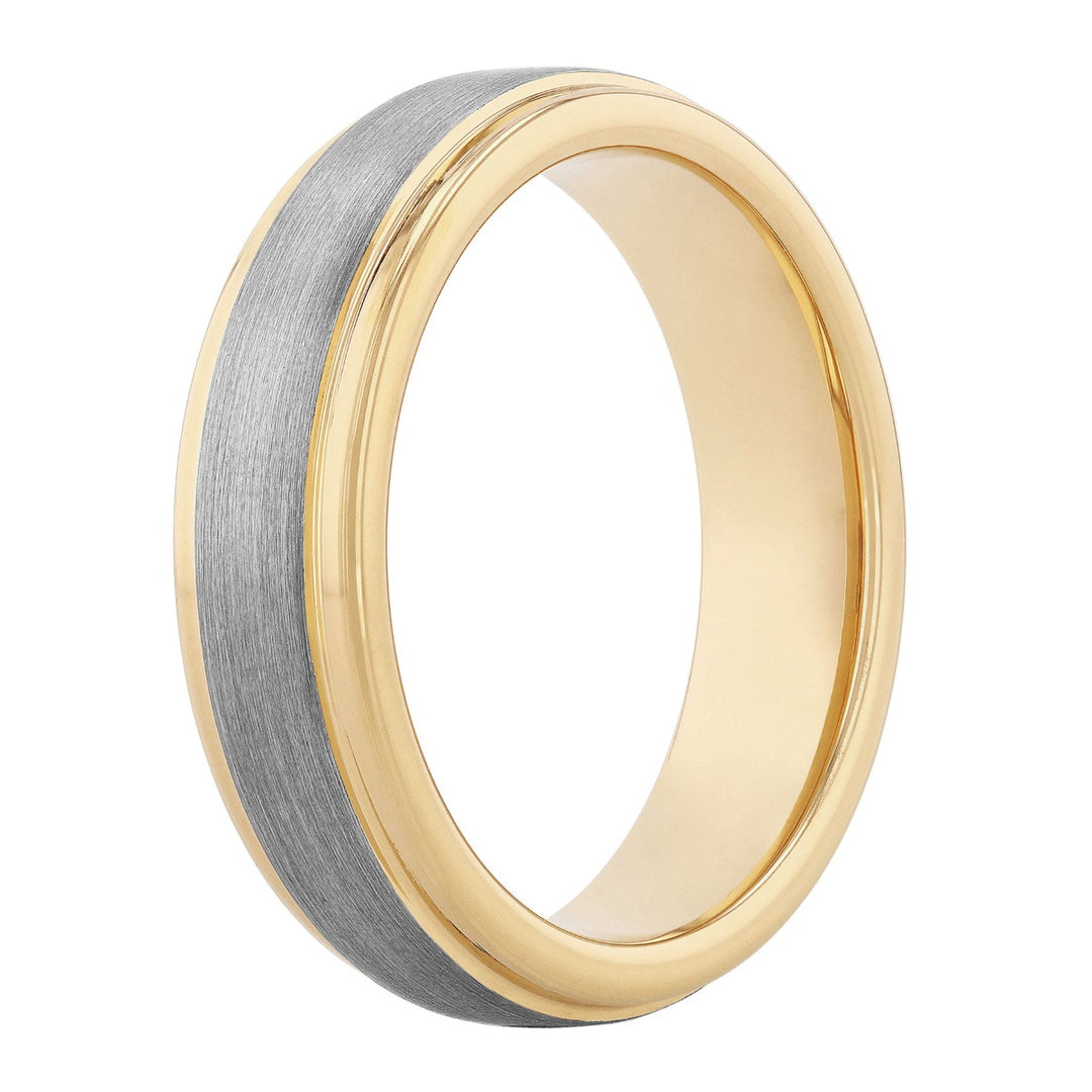 Tungsten Satin Center Yellow IP Band 8MM