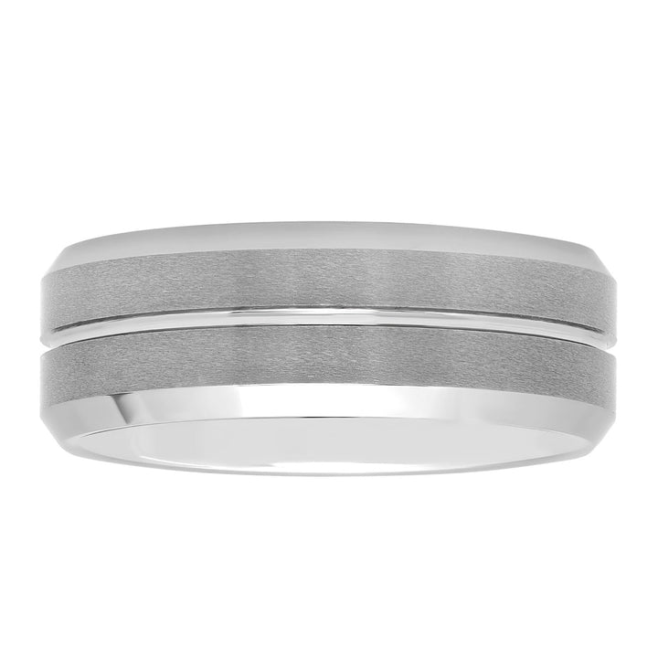 Tungsten Center Groove Satin Finish Wedding Band, 8mm