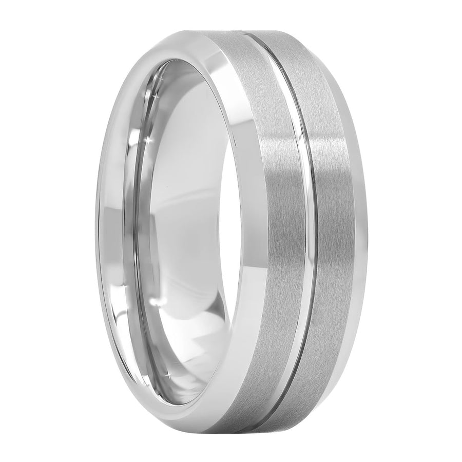 Tungsten Center Groove Satin Finish Wedding Band, 8mm Men's Wedding ring