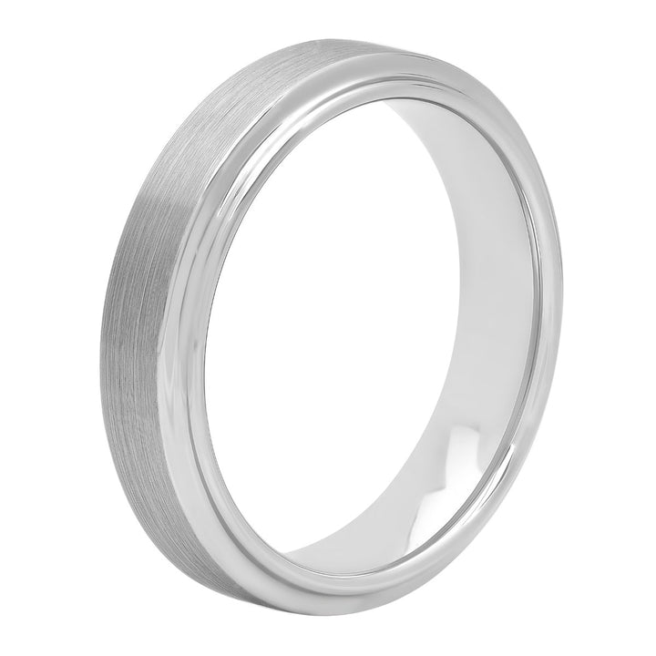 Tungsten Textured Finish Step Edge Wedding Band, 6mm