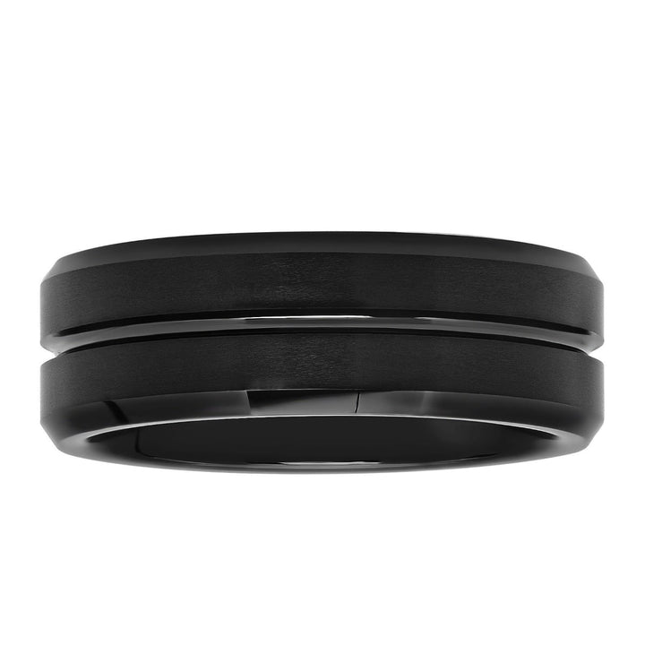 Black Matte Finish Tungsten 8mm Center Groove Wedding Band, 8mm