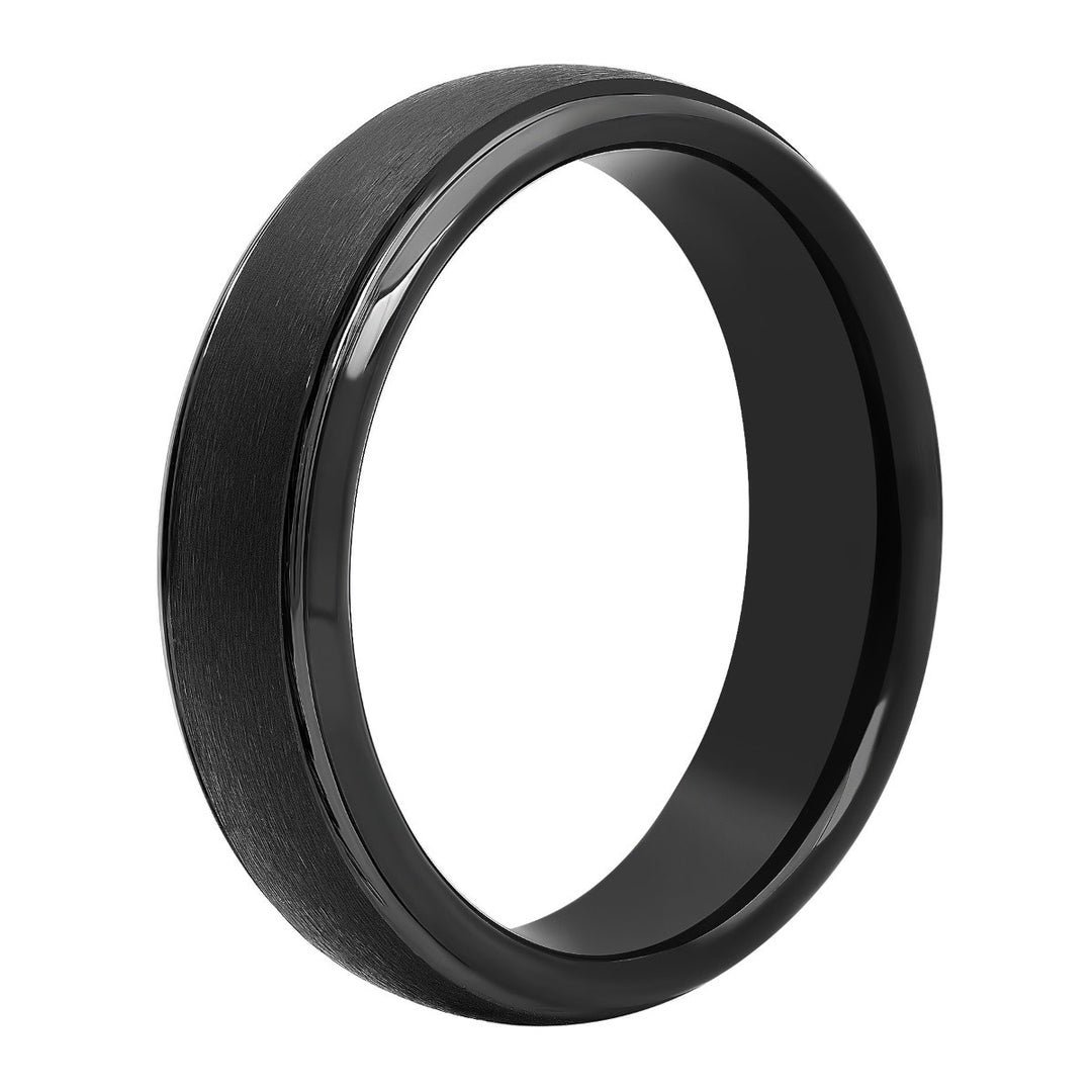 Black Matte Finish Tungsten Domed Wedding Band, 6mm