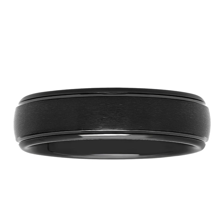 Black Matte Finish Tungsten Domed Wedding Band, 6mm