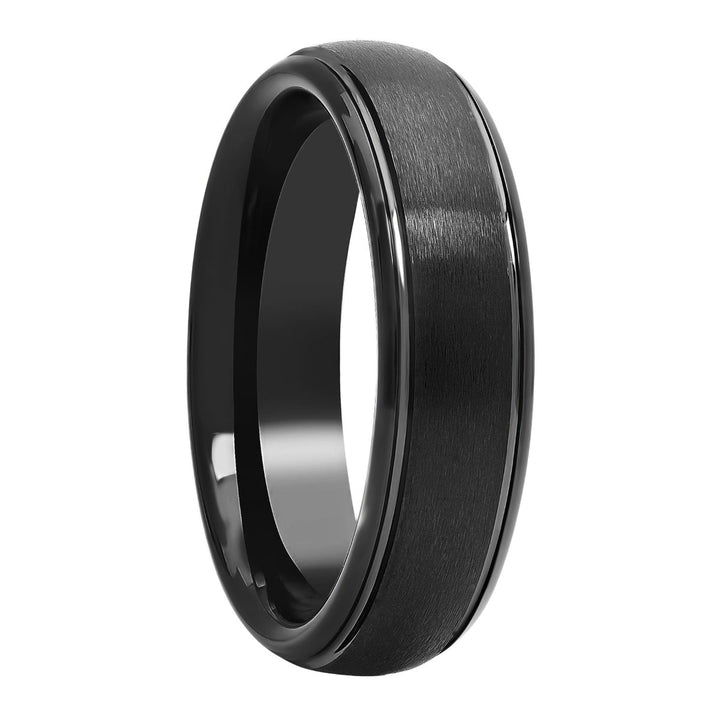 Black Matte Finish Tungsten Domed Wedding Band, 6mm Men's Wedding ring