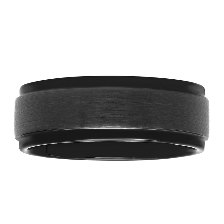 Black Satin Finish Tungsten Step Edge Wedding Band, 8mm